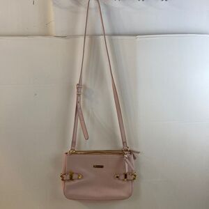 Joy mangano 3 gold zippers crossbody pale pink